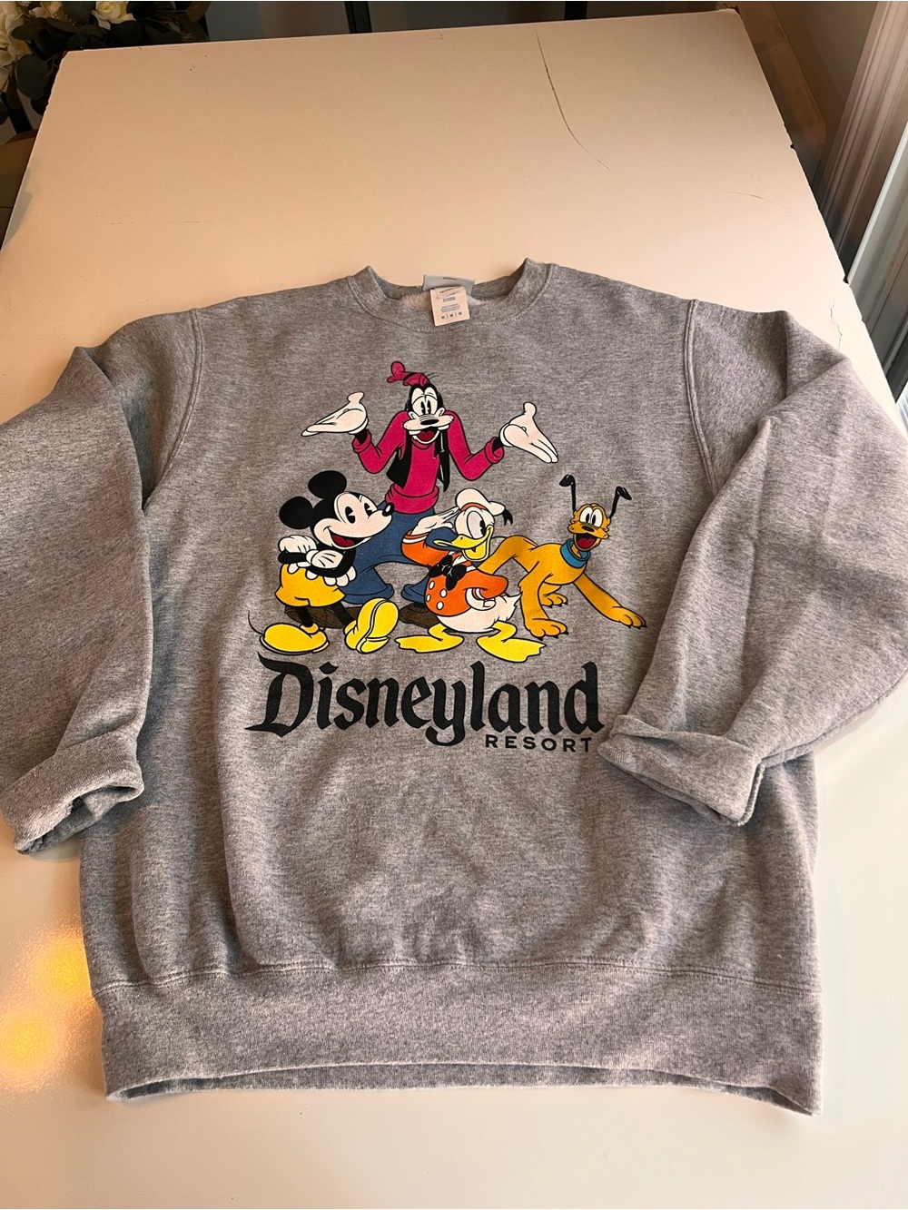 Disney Gray Crewneck Sweatshirt with Mickey & Friends Graphic